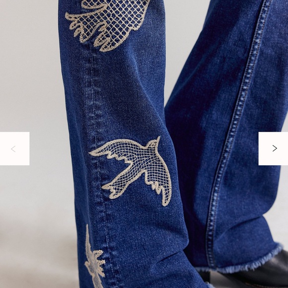 NWT DRIFTWOOD Benita Flare Jeans with Dove Embroidery - Picture 4 of 5